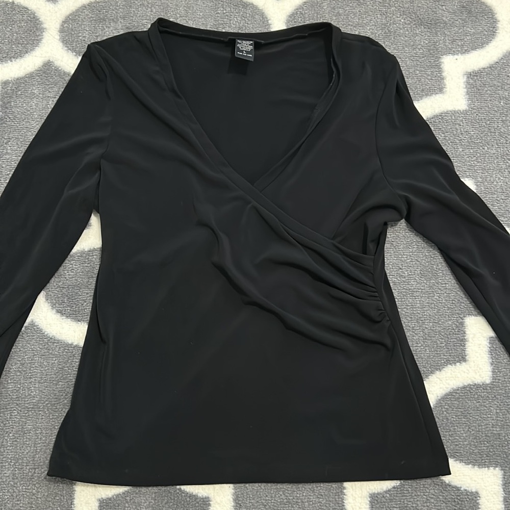 Express long sleeve plunge neck dress shirt